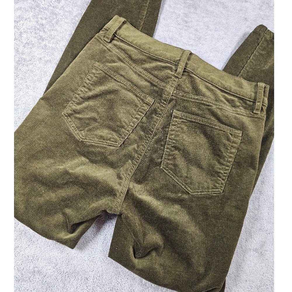 Loft High Waist Skinny Corduroy Pants Olive Green Moss 27 4P Petite Trousers